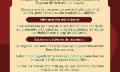 Exhorta IMSS Veracruz Sur a no exceder consumo de Rosca de Reyes