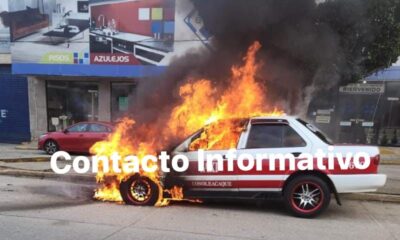 Se incendió el taxi 670 de Cosoleacaque