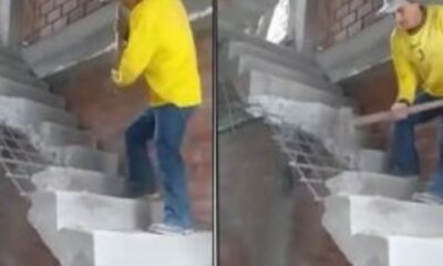 Albañil destruyó escalera que acababa de construir tras no recibir pago
