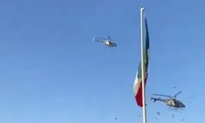 Accidentalmente, helicóptero militar corta la Bandera de México