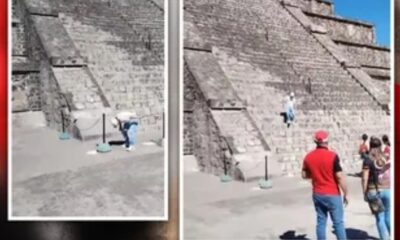 Turista sube a pirámide en Teotihuacán; «no pasa nada», dice