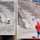 Turista sube a pirámide en Teotihuacán; «no pasa nada», dice