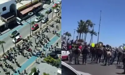 Músicos marchan en Mazatlán en favor de la música de banda; forcejan con policías