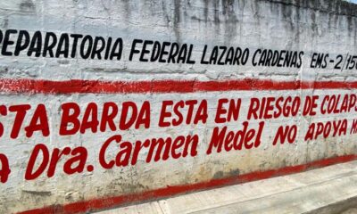 Por mala planeación de obra del ayuntamiento, una barda está a punto de colapsar en la Nueva Mina