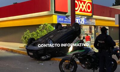 Aparatosa volcadura en Cerro Alto; un detenido por el accidente