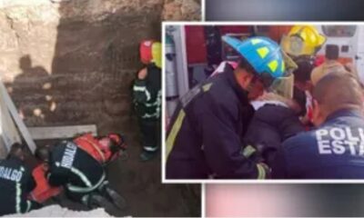 Rescatan a pareja que cayó dentro de cisterna en Pachuca