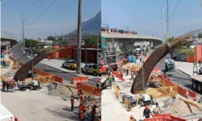 Colapsa estructura de la Línea 6 del Metro de Monterrey sobre avenida Prolongación Madero