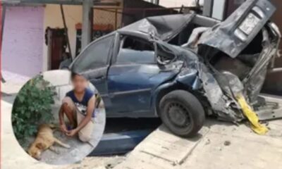 ¡De milagro! Niño y su perro se salvan de ser aplastados por un camión de volteo en Chiapas