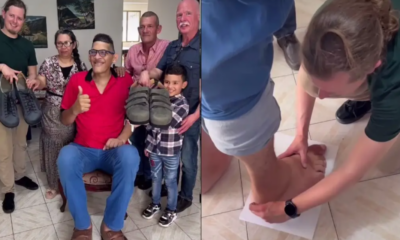 Tiene ‘los pies más grandes del mundo’ y le regalaron zapatos