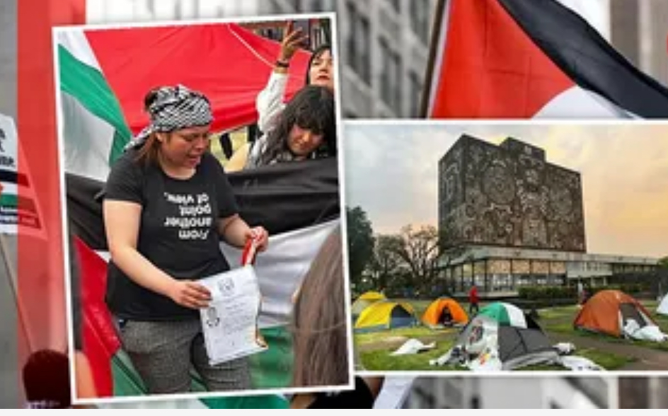 Universitaria quema su título como ingeniera en Rectoría de la UNAM en solidaridad con Palestina