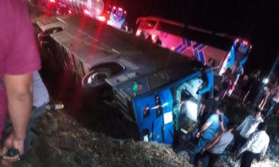 Se accidenta en la autopista Tinaja-Cosoleacaque autobús de “acarreados” al cierre de Sheinbaum, en CDMX; al menos, 20 lesionados