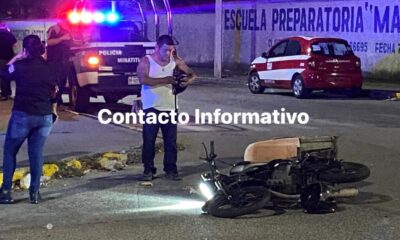 Choque entre moto y taxi en la Nueva Mina