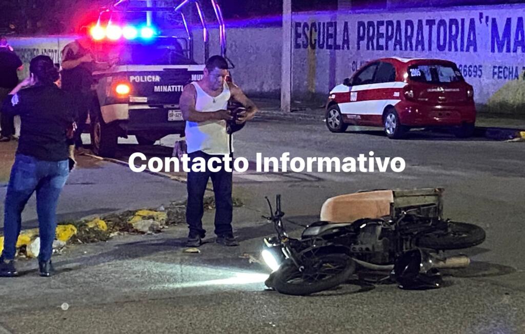 Choque entre moto y taxi en la Nueva Mina