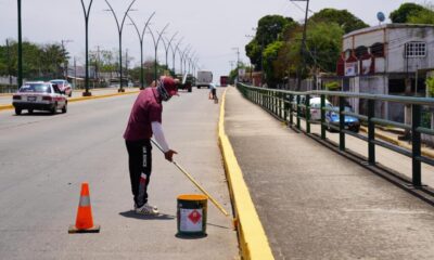 H. Ayuntamiento de Cosoleacaque realiza trabajos de embellecimiento en el bulevar.