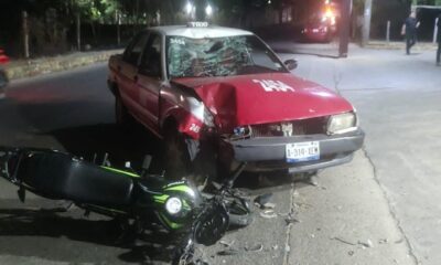 Encontronazo en Cosoleacaque; moto se estrelló contra de un taxi