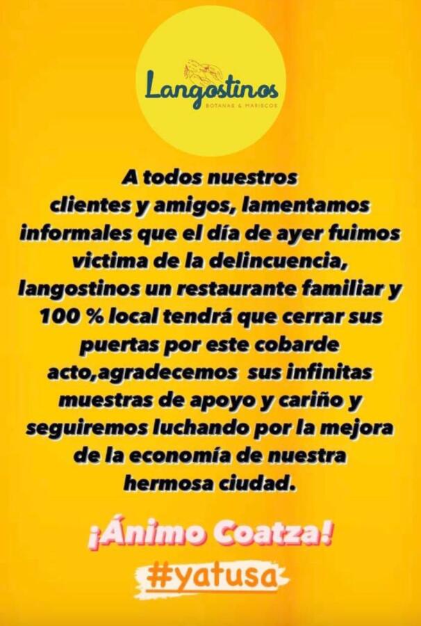 Cerró sus puertas uno de los dos restaurantes incendiados en Coatzacoalcos