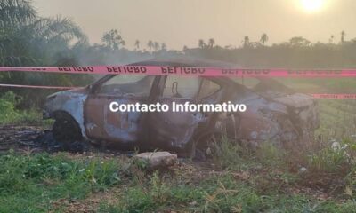 Vehículo calcinado con ocupante fallecido encontrado en camino de Jáltipan, Veracruz