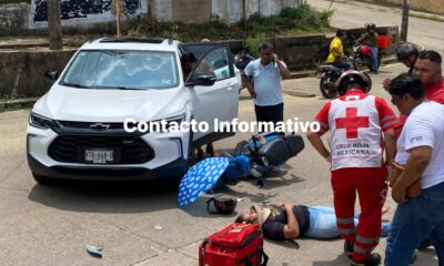Accidente en colonia Hidalgo deja a mujer lesionada.