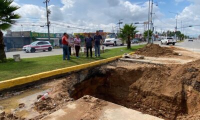 Colapsó tubería en la colonia Las Delicias; más de 20 familias se van al agua en cuestión de minutos por consecuencia