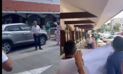 Trabajadores del Poder Judicial confrontan a Yunes Linares en restaurante de Veracruz