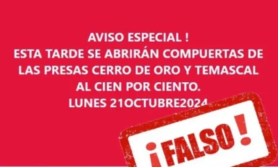 Falso que se vayan a abrir compuertas de las presas Temascal y Cerro de Oro, afirma Conagua