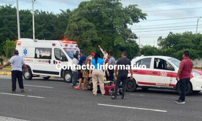 Otro ch0qu3 entre moto y taxi; segundo percance en menos de un día en el mismo lugar
