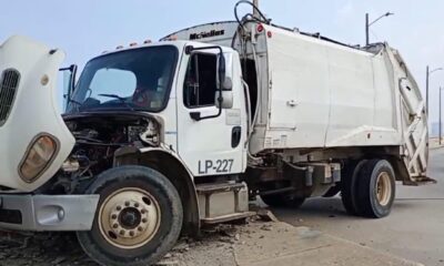 Se quedó sin frenos camión de limpia pública; a punto de otra desgracia