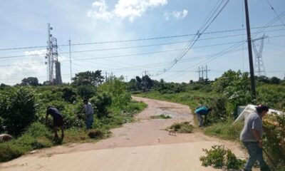 Vecinos pusieron manos a la obra y despejaron de maleza peligrosa zona en Mapachapa, tras constantes asaltos