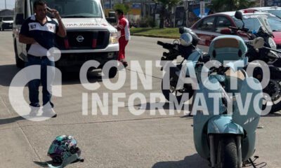 Por alcance, choca motoneta contra autobús; dos l3s!ondas