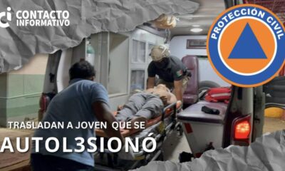 Elementos de protección civil de Sayula de Alemán, trasladaron de urgencia a joven que se auto-lesionó con un @rma de balines.