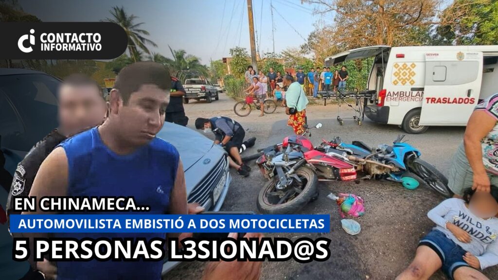 Automovilista 3mb1stió a dos motocicletas en Chinameca; cinco l3sion@dos