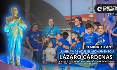 (+VIDEO)Monumento a Lázaro Cárdenas se ilumina de azul para crear conciencia sobre el autismo