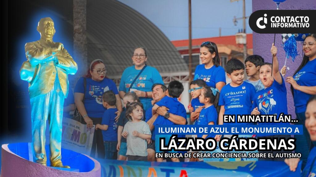 (+VIDEO)Monumento a Lázaro Cárdenas se ilumina de azul para crear conciencia sobre el autismo