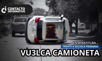 Vuelca camioneta frente a escuela primaria en la colonia Nueva Mina; una persona resultó l3s!0nada