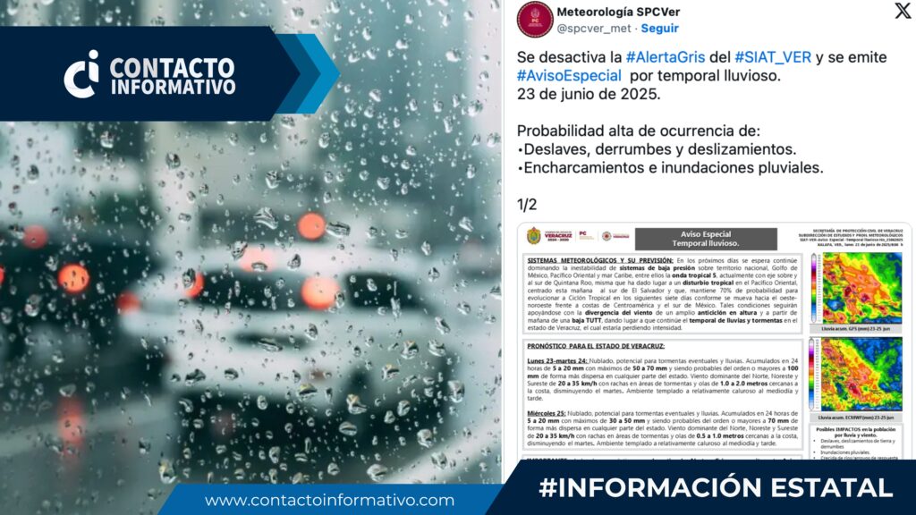 Desactivan Alerta Gris y emiten Aviso Especial por temporal lluvioso