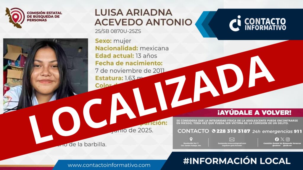Aparece Luisa Ariadna: concluye con éxito la búsqueda de menor reportada como desaparecida en Minatitlán, Ver.