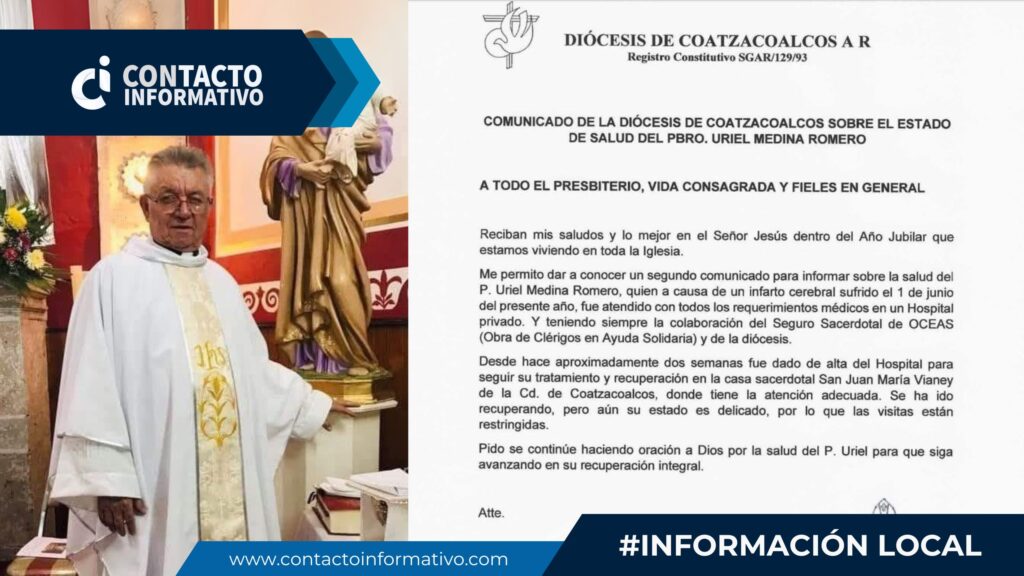 La comunidad católica en oración: el padre Uriel Medina permanece en estado delicado tras infarto cerebral