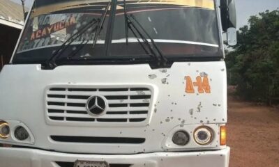 AUTOBUS FUE «ROCIADO» A TIROS EN LOCALIDAD DE HUEYAPAN