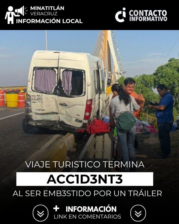 Viaje turístico termina en accid3nte: tráiler embiste una vans en el puente «Coatza-2; siete h3rid0s