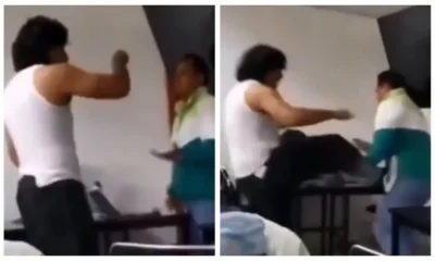 Alumno g0lpea a su maestro en salón de clases