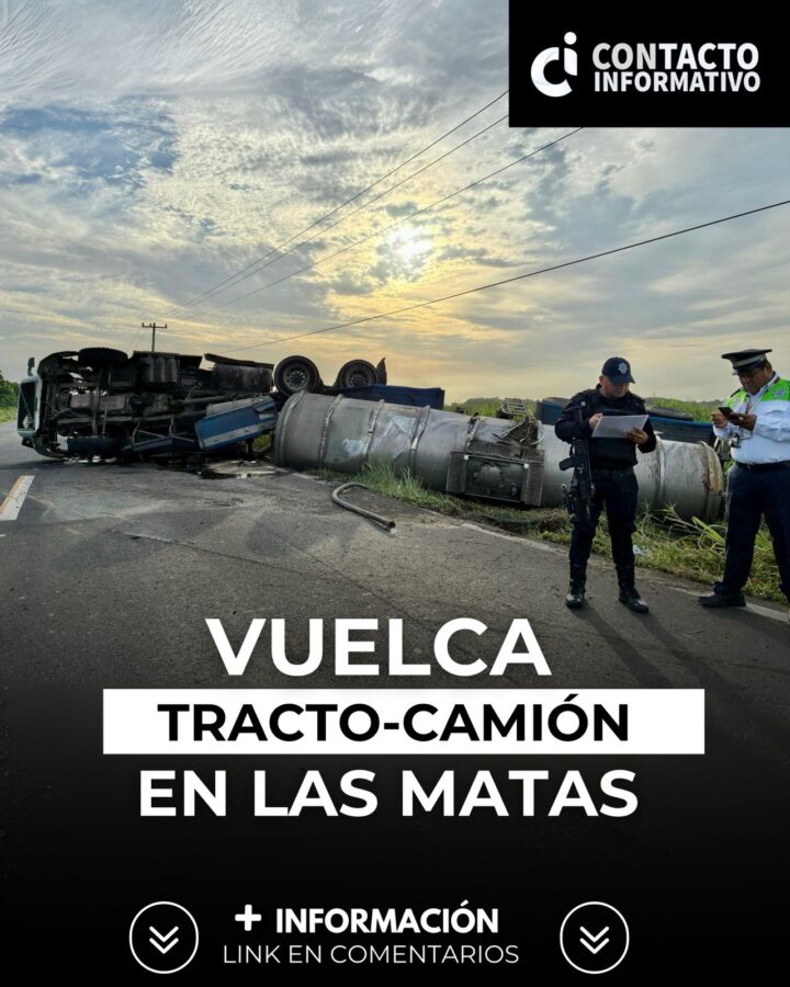 (+VIDEO) ¡Volcadura en la carretera Las Matas!