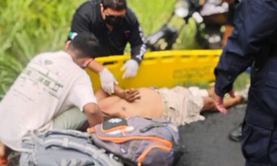 Adulto mayor derrapa en motocicleta en tramo Canticas