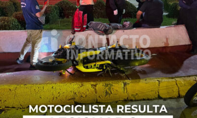 (+VIDEO) Motociclista resulta lesi0nad0 tras ch0car en glorieta de la colonia Petrolera