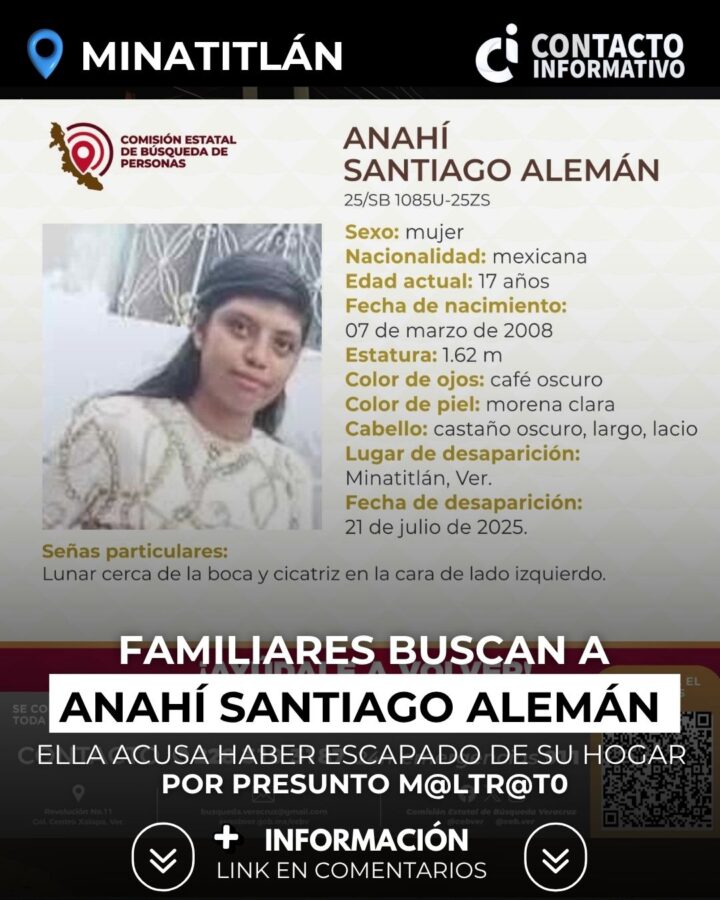 Familiares reportan d3sap@rición de Anahí Santiago Alemán; ella acusa que escapó por presunto m@ltrat0 en su hogar