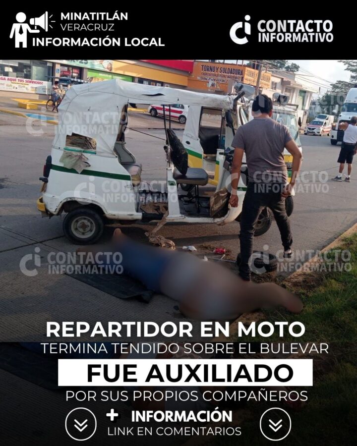 Repartidor en moto aparece tendido sobre el Bulevar; fue auxiliado por sus propios compañeros