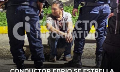 (+VIDEO) Conductor ebrio se estrella contra poste de la CFE en la colonia Nueva Mina