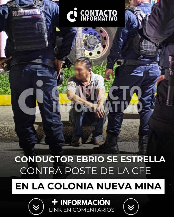 (+VIDEO) Conductor ebrio se estrella contra poste de la CFE en la colonia Nueva Mina