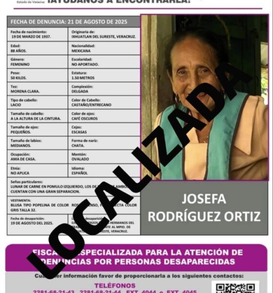 *Localizan con vida a la abuelita Josefa Rodríguez Ortiz tras cuatro días desaparecida en Ixhuatlán del Sureste*
