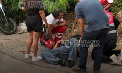 (+VIDEO) ¡Derrape brut4l en Minatitlán! Motociclista pierde parte del cuero cabelludo