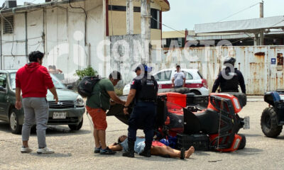 (+Vídeo) Mujer l3sion4da tras ch0que entre auto particular y cuatrimoto en colonia Nueva Mina